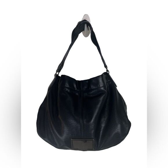 NWOT Lg Ted Baker Blk Leather Hobo w/Braided Interlaced Shoulder Strap w/5" Drop - Picture 2 of 12